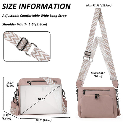 TANTOMI Crossbody Bags for Women Trendy Crossbody Purse Shoulder Handbags Vegan Leather Built in Wallet for Traver-Pink