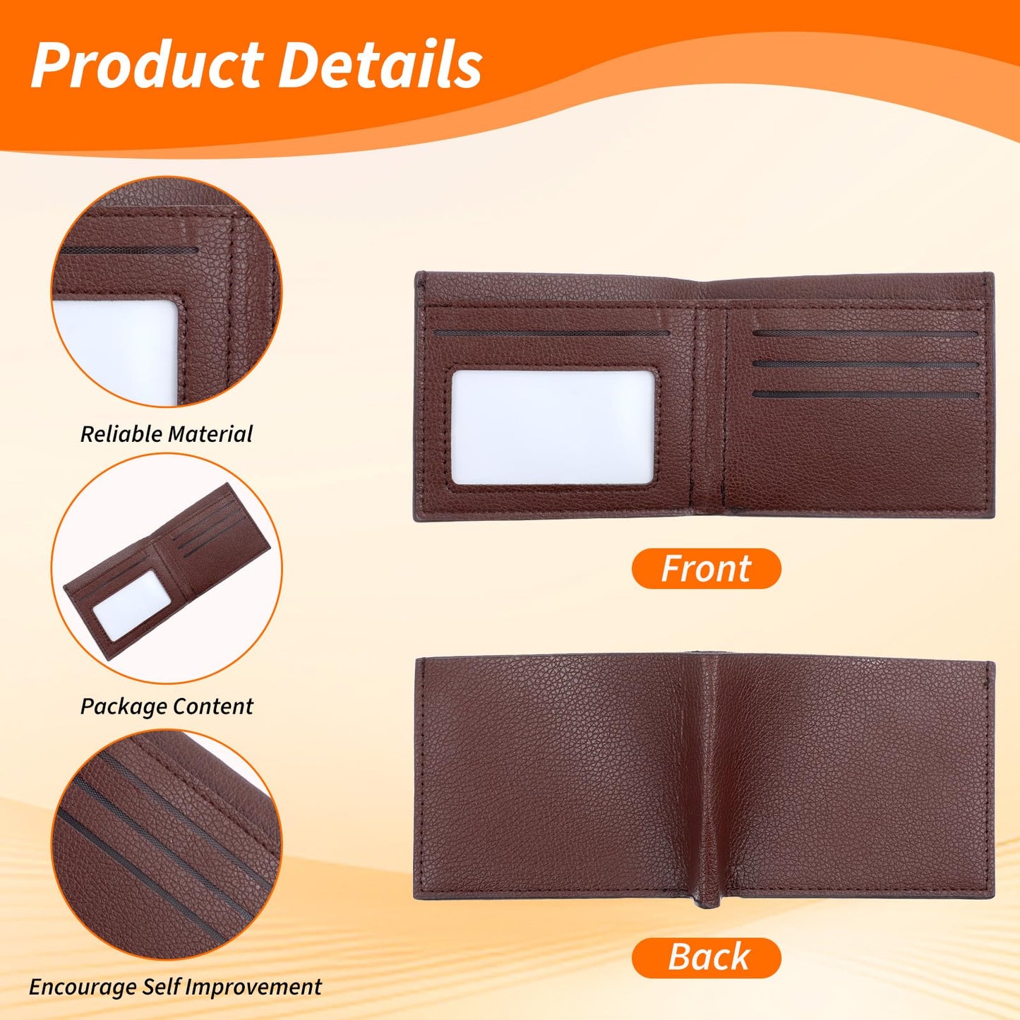 MAQUITA 24 Pcs PU Leather Bifold Wallets for Men, Men’s Wallet Bulk for DIY Engraving with Money Clip & Card Holder (Khaki)