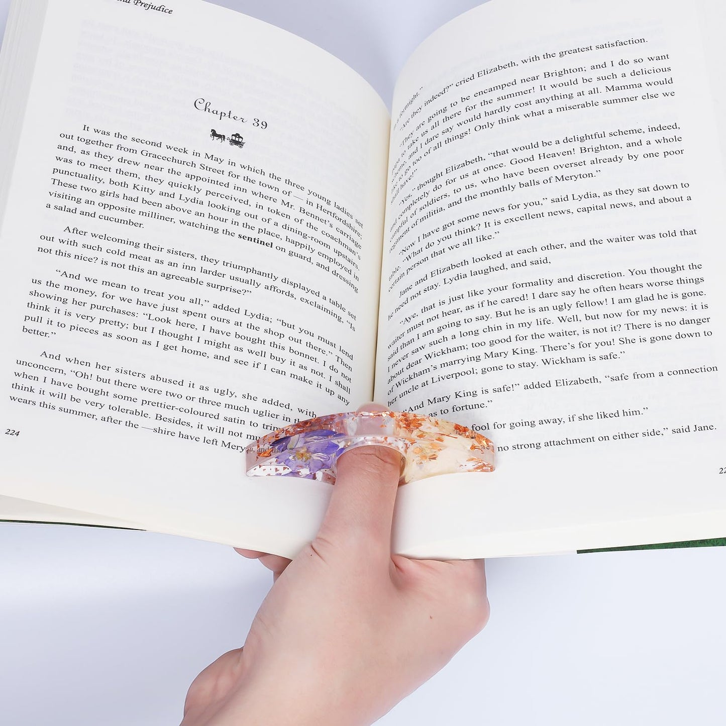 Book Page Holder, Kaluofan 2PCS Thumb Book Page Holder, Book Accessories for Reading Lovers, Handmade Dried Flower Book Opener Holder Thumb, Meaningful Gifts for Book Lovers Teachers Students