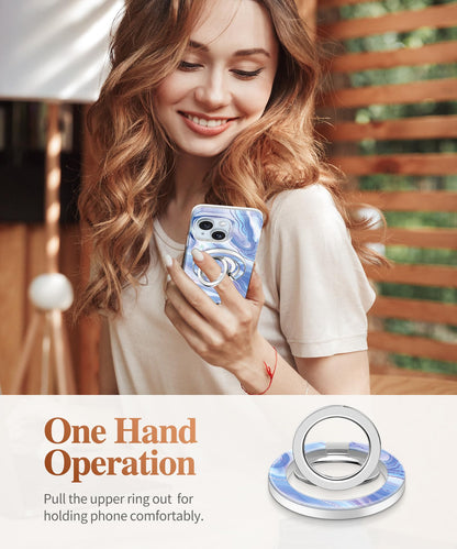 GVIEWIN Magnetic Phone Ring Holder, Compatible with MagSafe Phone Grip with Adjustable Stand, Magnet Phone Ring Kickstand for iPhone 17/16/15/14/13/12 Pro Max Plus Air/Other Phones (Glitter/Silver)