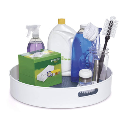 Copco Under-Sink Pantry and Cabinet Organizer, 18-Inch, Revolving Storage Solution, White and Gray