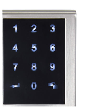 Amazon Basics Grade 3 Electronic Touchscreen Deadbolt Door Keypad Lock with Handleset, Satin Nickel Finish, 133mm H Uppper x 294.5mmL Lower