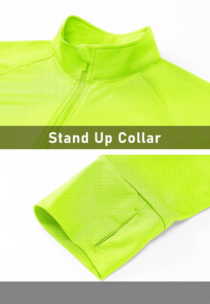 MAGCOMSEN Women's Lightweight Workout Jackets UV Protection Jacket Long Sleeve Shirts Running Fishing Hiking Shirts Fluorescent Yellow 2XL