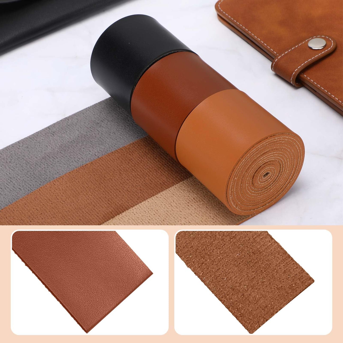 SilTriangle 3 Rolls Leather Straps for Crafts Single Sided Faux Leather Strips 2 mm Thickness 78.7 Inches Long for DIY Art Craft Projects Belt Tooling(2 Inch,3 Color)