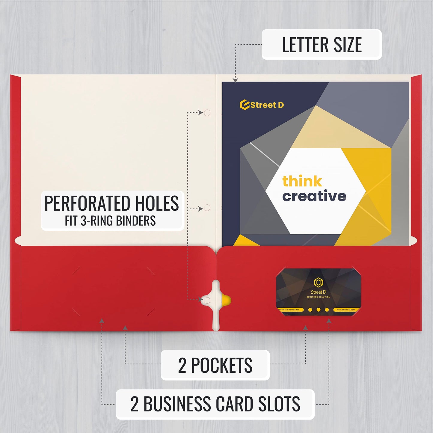Better Office Products Two Pocket Portfolio Folders, 50-Pack, RED, Letter Size Paper Folders, 50 Pieces, Red