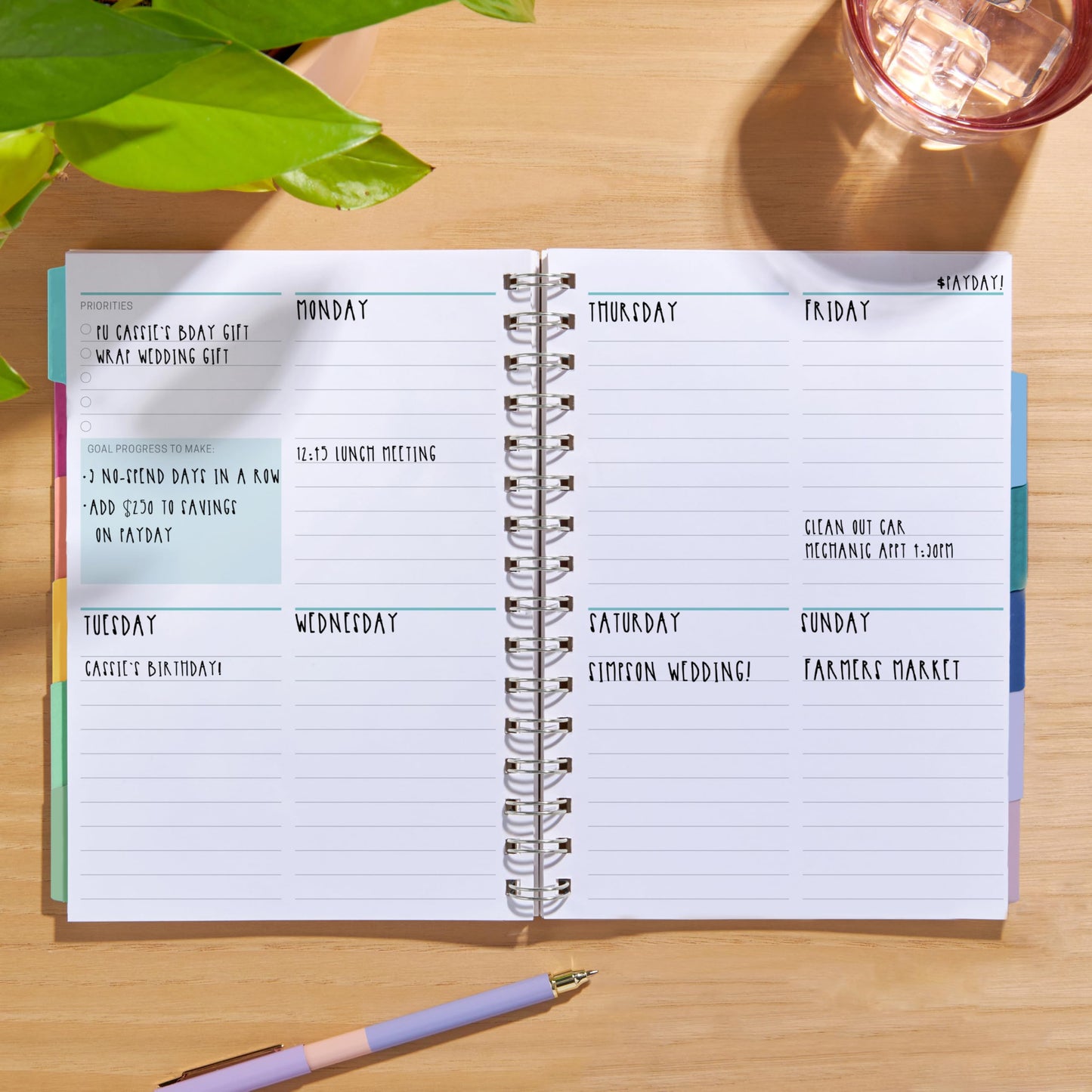 Inspired by Erin Condren A5 Undated Planner, Spiral Bound Daily & Weekly Planner with Monthly Tabs, Portable Organizer for Productivity, Goal Setting, Includes Sticker Sheets, Green Leaves Design