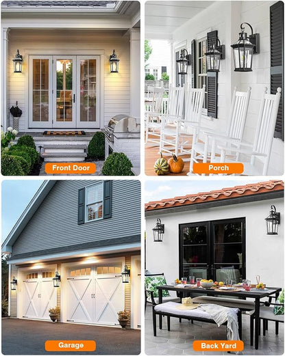VIANIS Motion Sensor Outdoor Wall Lantern, Black Waterproof Dusk to Dawn LED Exterior Wall Sconce, Anti-Rust Aluminum Modern Outside Porch Light Wall Mount for House, Garage, Entryway 2 Pack