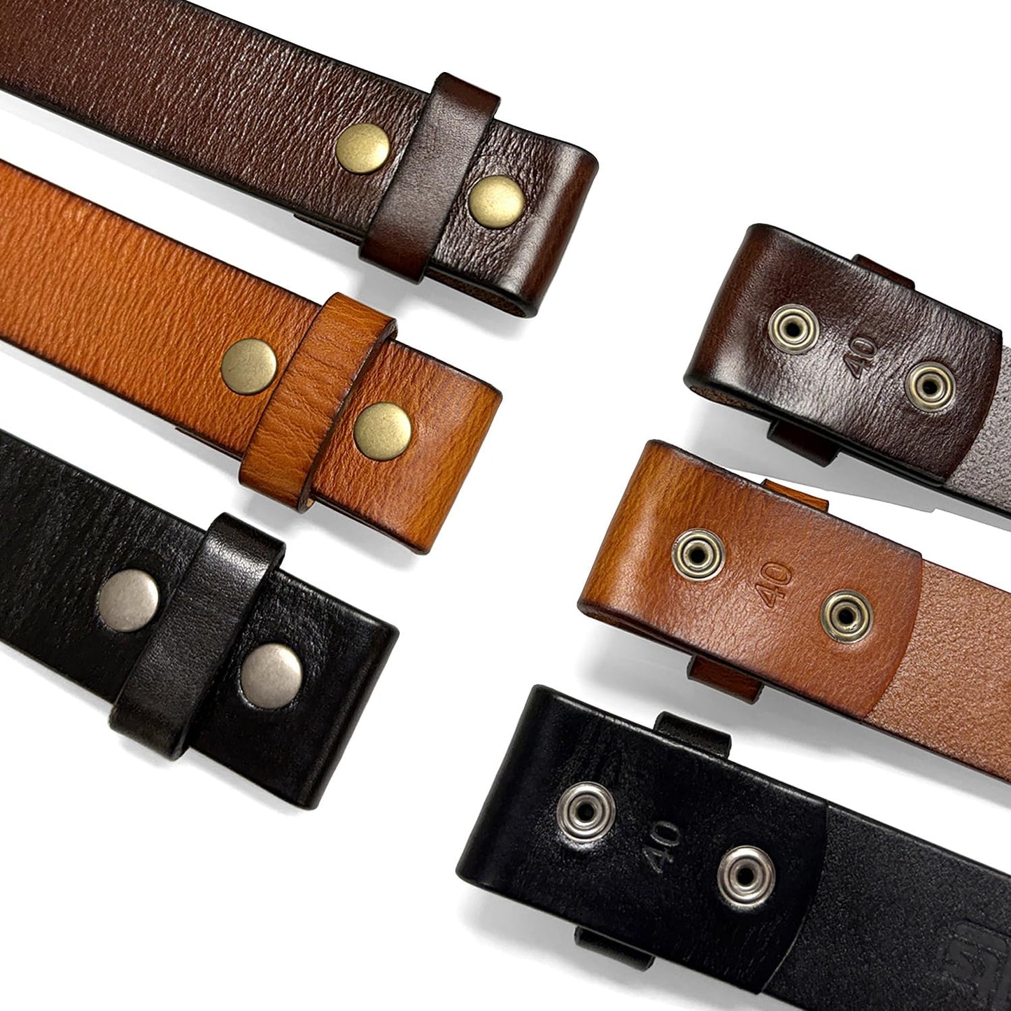 100% One-Piece Full Grain Leather Belt Strap with No Slot Hole 1-1/2"(38mm) Wide (Brown, 40)