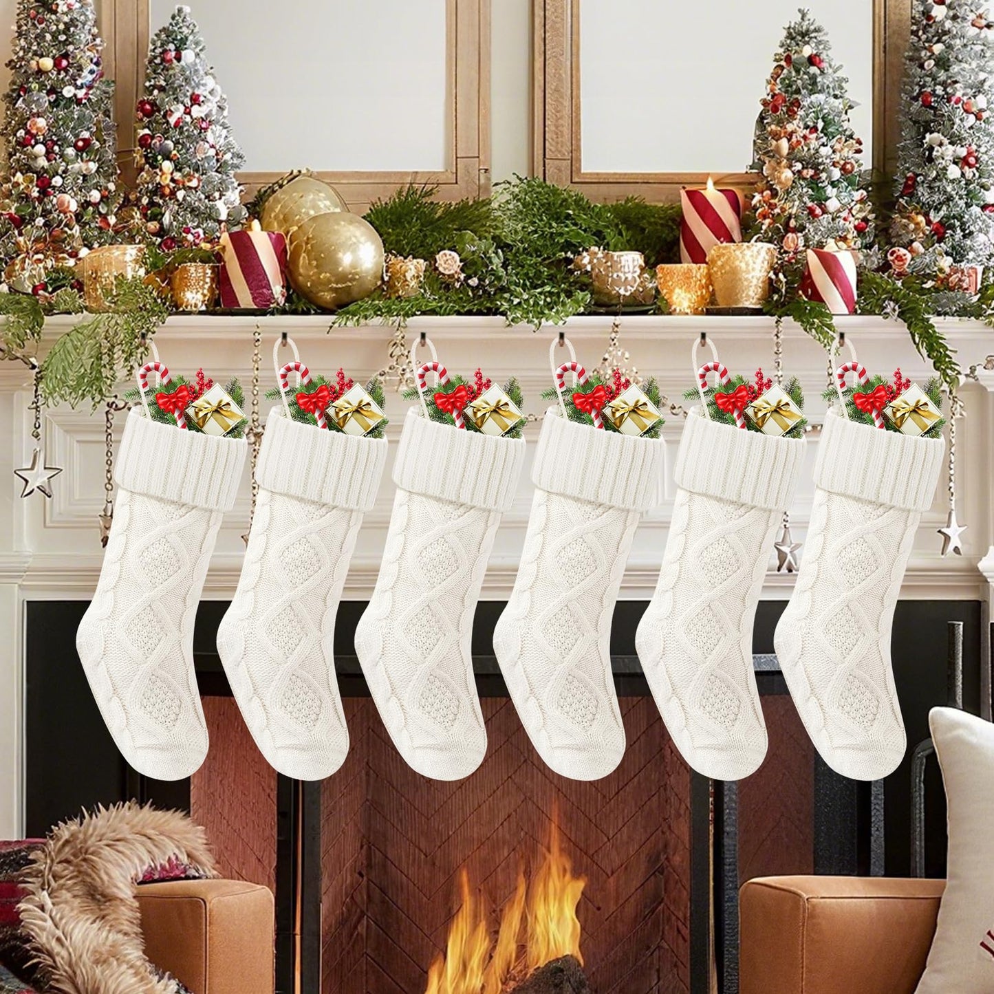 Doitory Christmas Stockings 18 Inches,Knitted Socks Christmas Decoration