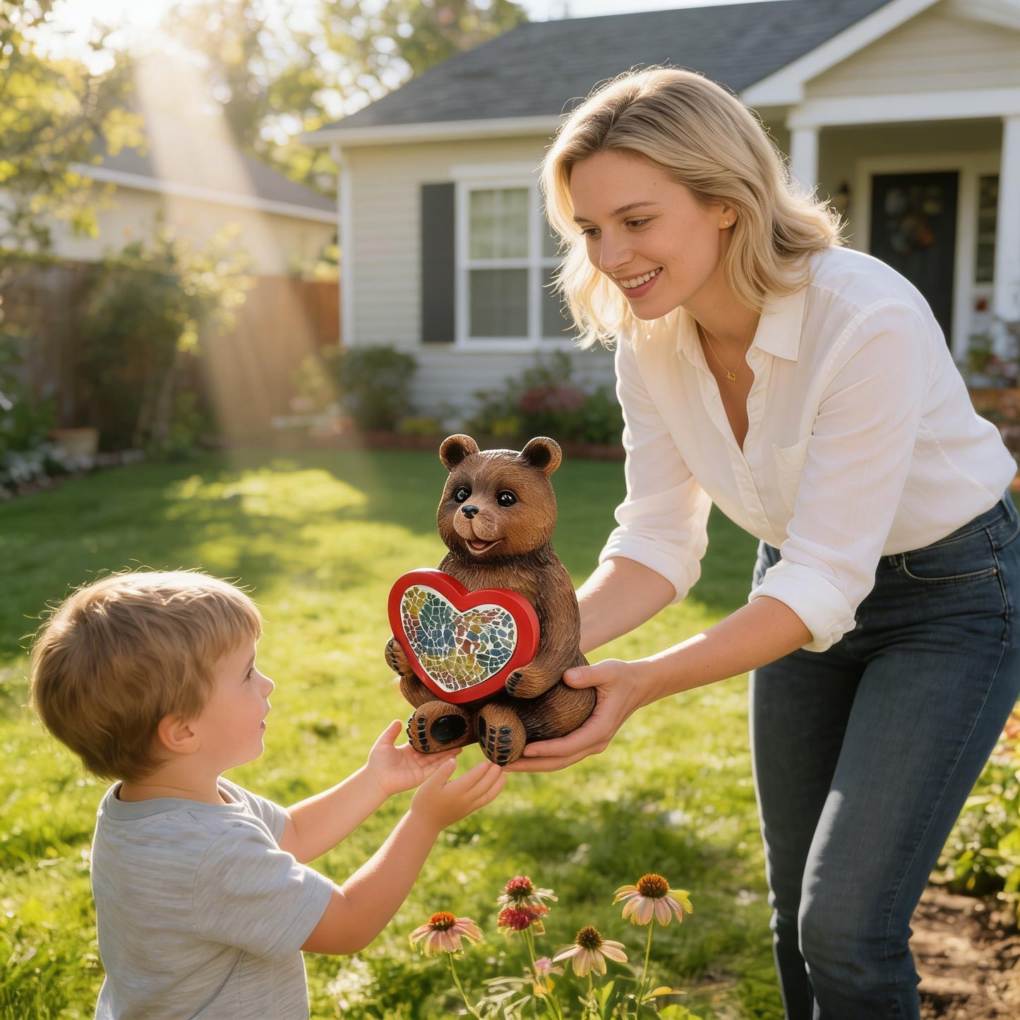 Vasesun Solar Bear Garden Statues Decor for Outdoor, Brown Bear Figurine Lights for Lawn Patio Yard Decoration - Unique Christmas Housewarming Gift for Grandma Wowen Mom