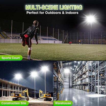STASUN 600W LED Flood Light, Mini Series Stadium Light, 60000LM 6000K Daylight White, IP66 Waterproof, 3 Adjustable Panels, Outdoor Sports Lighting for Basketball Court, Parking Lot, Baseball Field