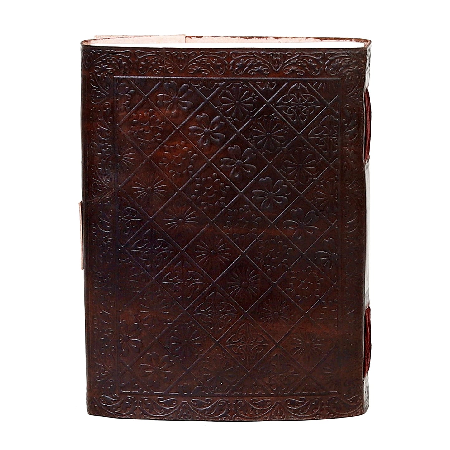 AzureGreen DOUBLE DRAGON Blank Page BOOK Handcrafted Leather Writing Unlined 5 x 7 JOURNAL (MEDIUM, Brown With Claps)