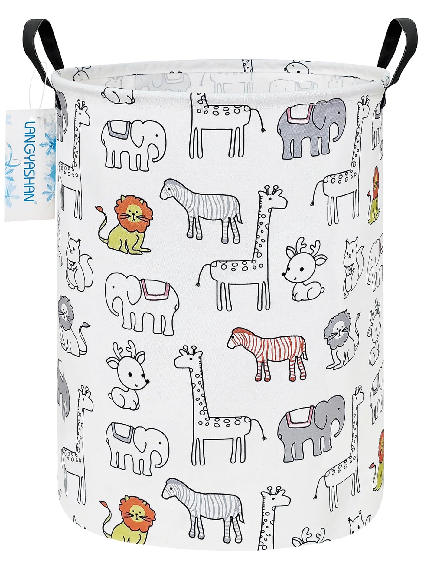 LANGYASHAN Laundry Hamper Collapsible Kids Storage Basket Waterproof Fabric Toy Clothes Organizer Bin for Children Bedroom Bathroom (Animals)