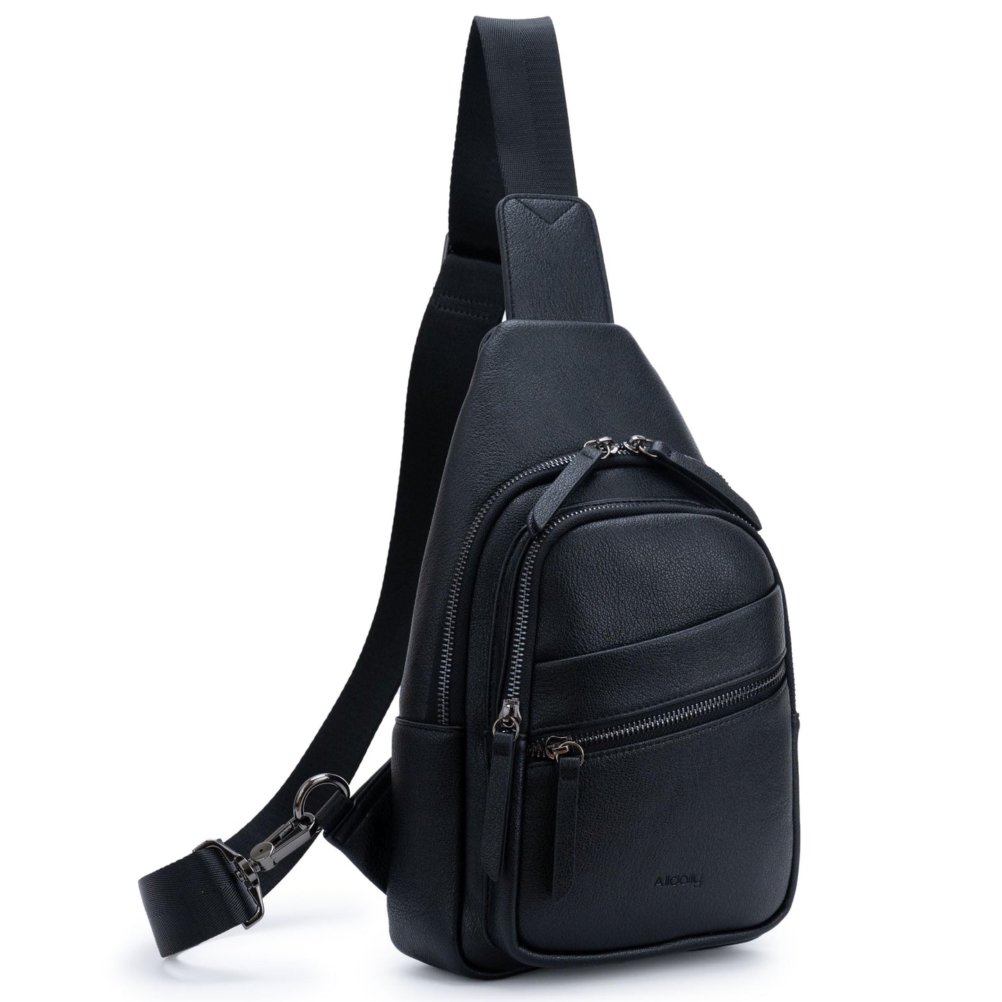 Alldaily Large Sling Bag for Women Crossbody Purse Leather Fashionable Trendy Chest Bag for Travel, Fanny Pack (Black)