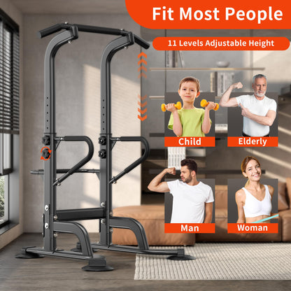 SogesHome Power Tower 11 Height Adjustable Pull Up Bar and Dip Station Multi-Function Strength Training Fitness Equipment for Home Office Gym