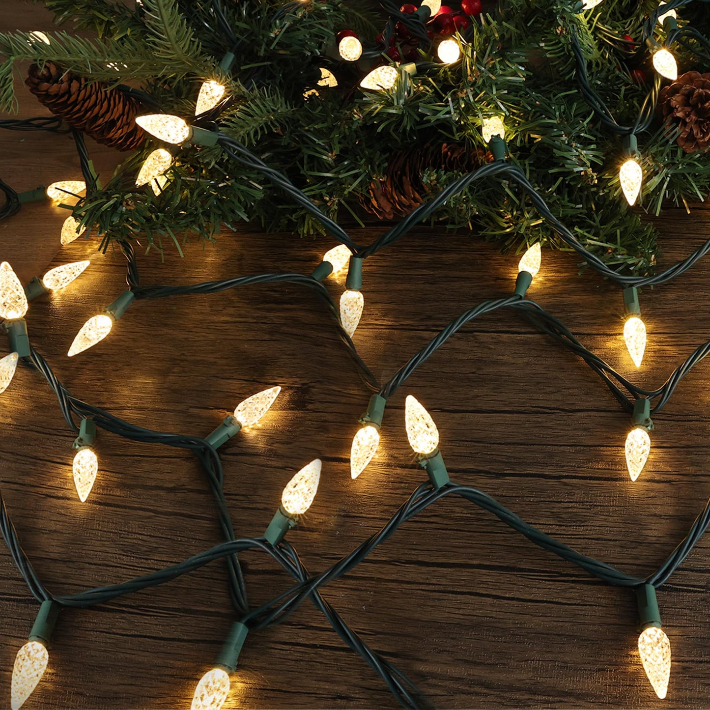 Brizled Gentle Twinkle C5 Christmas Lights, 33ft 100 LED Christmas String Lights, Connectable 120V Warm White Xmas Tree Light Indoor Outdoor Twinkle Xmas Light for Tree Home Holiday Wedding Decor