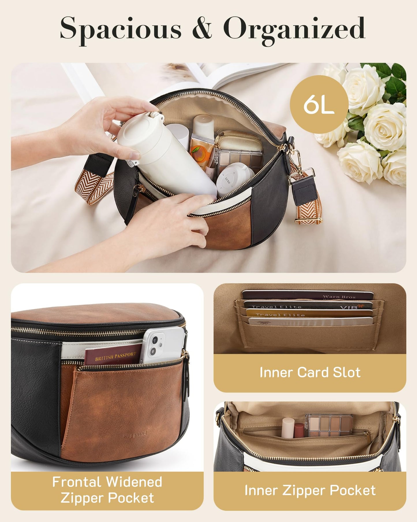 Missnine Crossbody Bags for Women, Vegan Leather Purses for Women Bum Bag Small Shoulder Handbags
