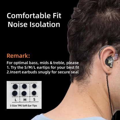 HJX QKZ AK6 Pro Wired IEM for Gaming Earbuds with MIC, in Ear Monitor Headphones, Deep Bass Sound, 1DD 11mm Dynamic Driver, IEM for Music Video Calling (Black)