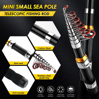 Telescopic Fishing Rod Reel Combo 2PCS 6.89FT Collapsible Fishing Pole Spinning Reel Lures Accessories with Fishing Bag Portable Fishing Rod Kit for Saltwater Freshwater Travel Fishermen Gift