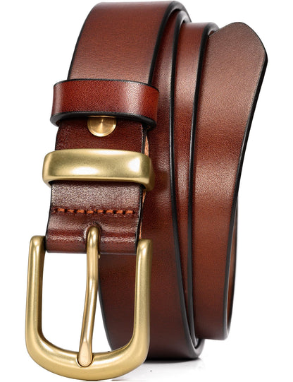 WOLFANT Womens Belts for Jeans in Gift Box,1.1" Ladies Belt with Gold Buckle,100% Italian Full Grain Real Solid Leather