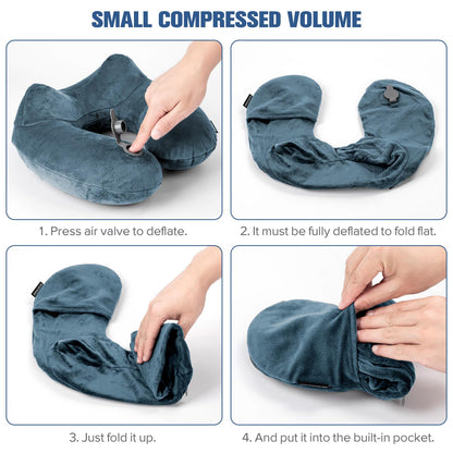 Rewondah Inflatable Travel Pillow for Sleeping Airplane - Inflatable Neck Pillow for Traveling on Plane with Washable Cover, Blow up Neck Travel Pillow for Airplanes, Cars - Portable and Comfortable