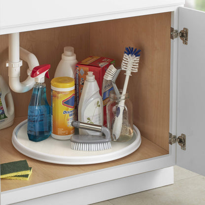 Copco Under-Sink Pantry and Cabinet Organizer, 18-Inch, Revolving Storage Solution, White and Gray