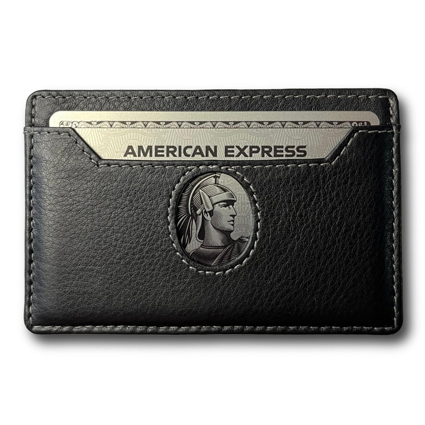 thisiswallet 2 Card Minimalist Wallet for Men & Women - Genuine Leather Ultra Thin Black Credit Card Holder - Compatible with American Express Platinum
