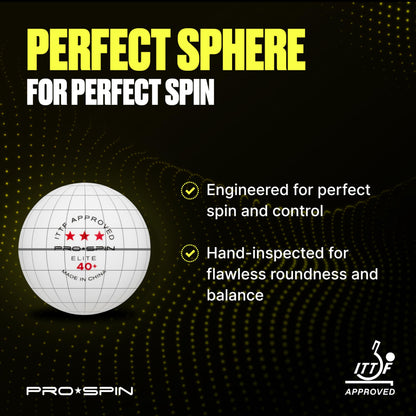 PRO-SPIN Ping Pong Balls – 3-Star ITTF-Approved Premium Table Tennis Balls | High-Performance 40+ ABS Professional Quality for Indoor & Outdoor Play (Pack of 3)