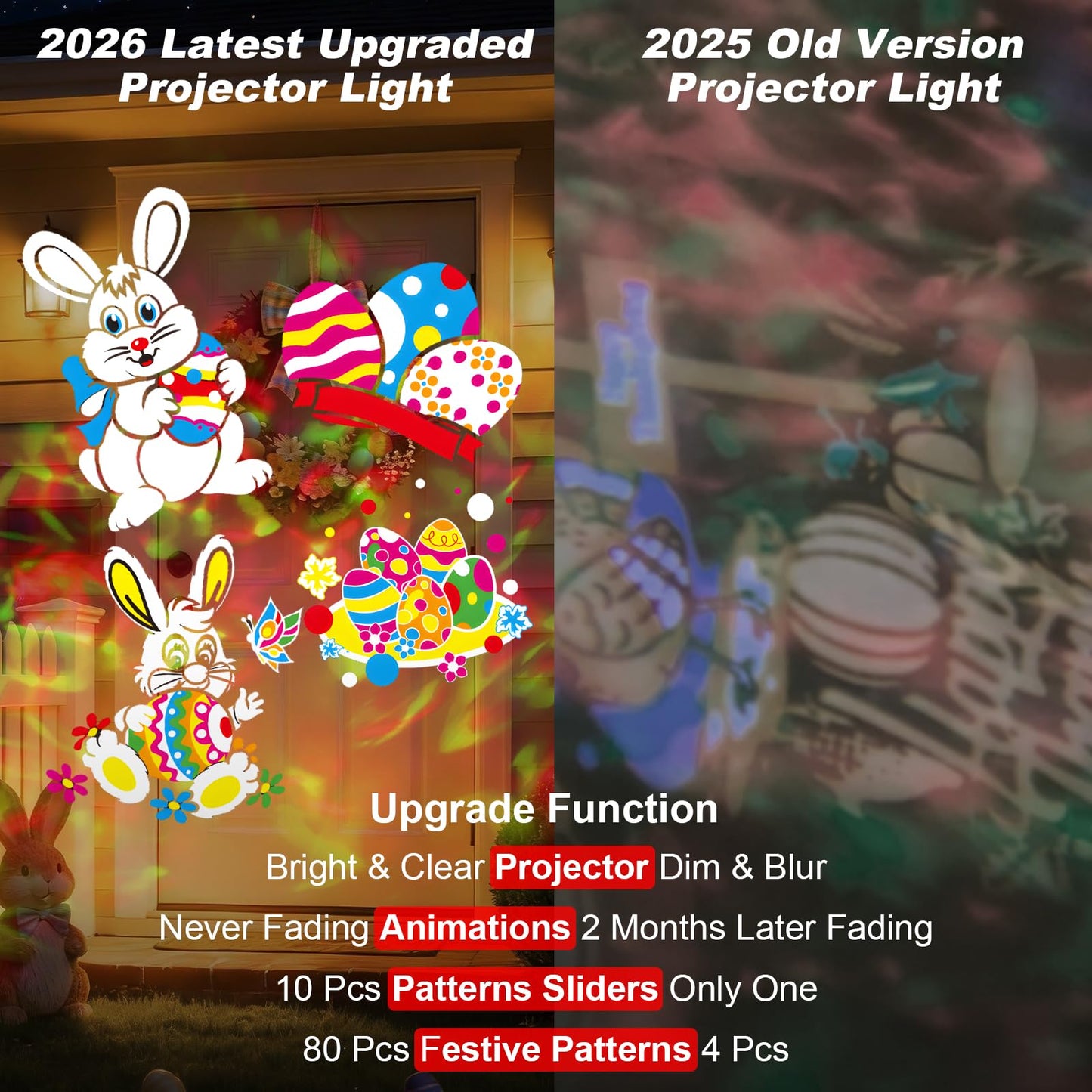 Brighter Easter Lights Projector,2026 Upgrade Holiday Projectors with 19HD Slides (Ocean Wave & Patterns), Weatherproof Christmas,Halloween Projector,Easter Decorations for Light Show