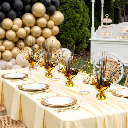12 Pack Metallic Foil Spray Star Centerpieces for Tables, Black and Gold Party Decorations for Wedding Birthday Baby Shower Bachelorette Retirement New Years Party Table Decorations