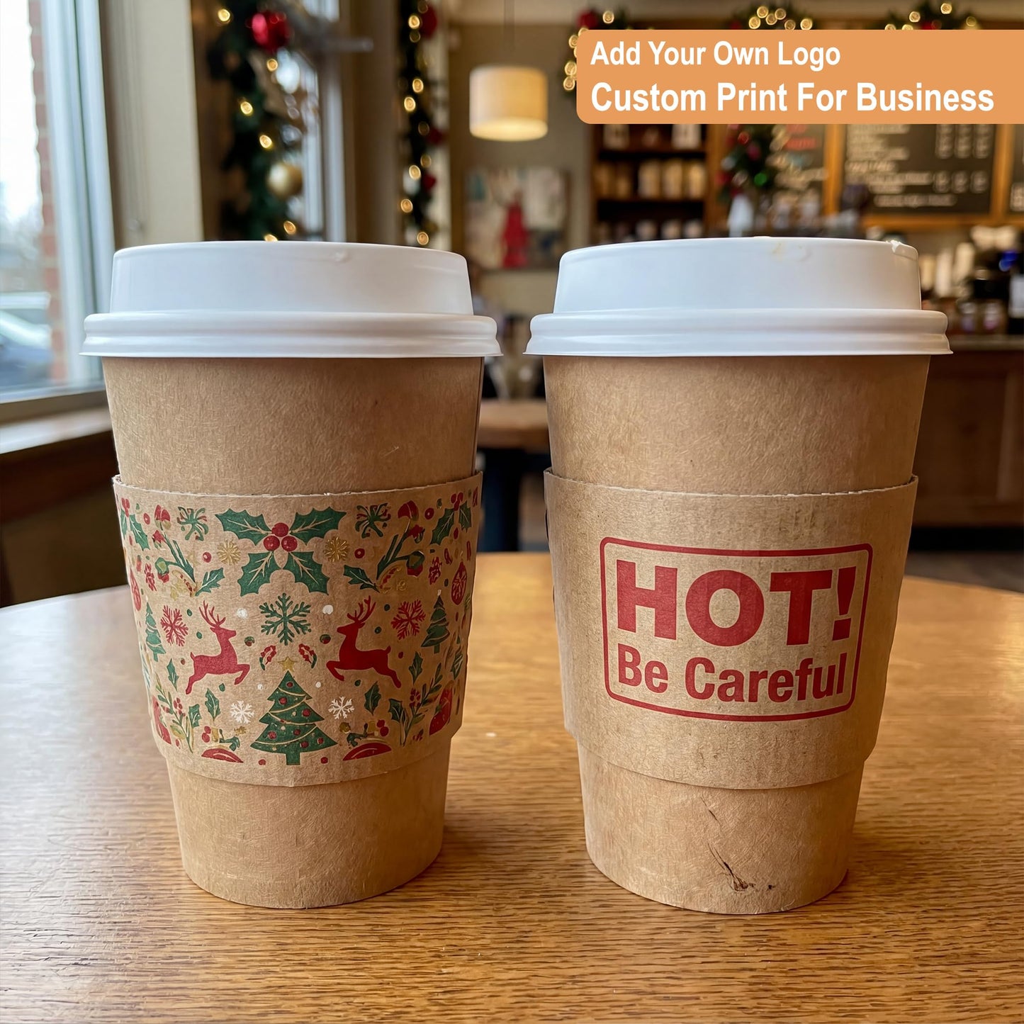 Coffee Sleeves For 10 to 20 oz. Cups (400 Pack) - Disposable Kraft Corrugated Cardboard Paper Jacket For Better Grip, Hot Cold Drinks Holder, Chocolate Milk Tea Beverage Insulator, Hand Protection