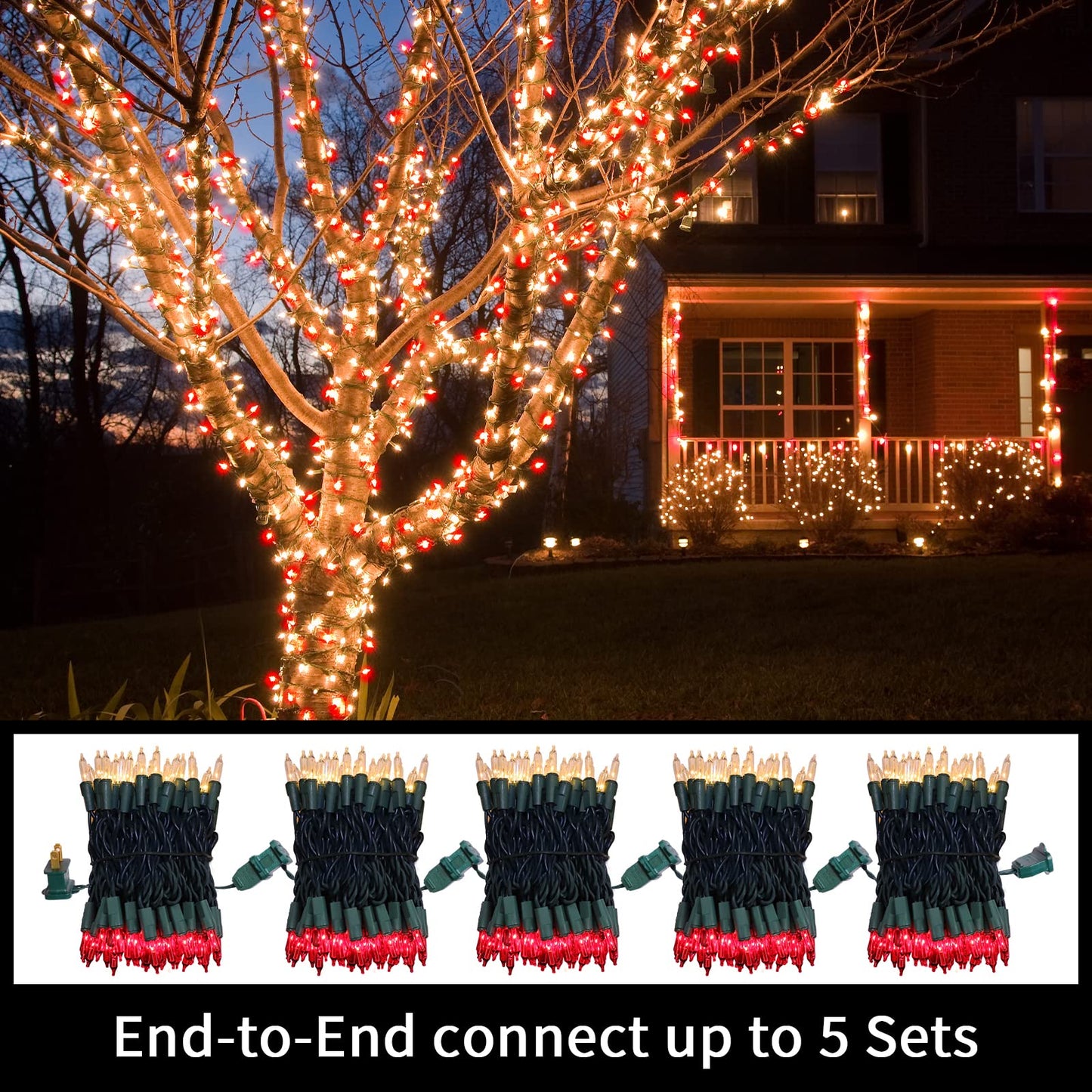 LAMPHOME Red Clear Valentine's String Lights 100 Mini Incandescent Fairy Light Decor 20 Ft Green Wire Christmas Lifgt for Indoor & Outdoor Party Patio Bedroom, Xmas Tree Garland Easter Decoration