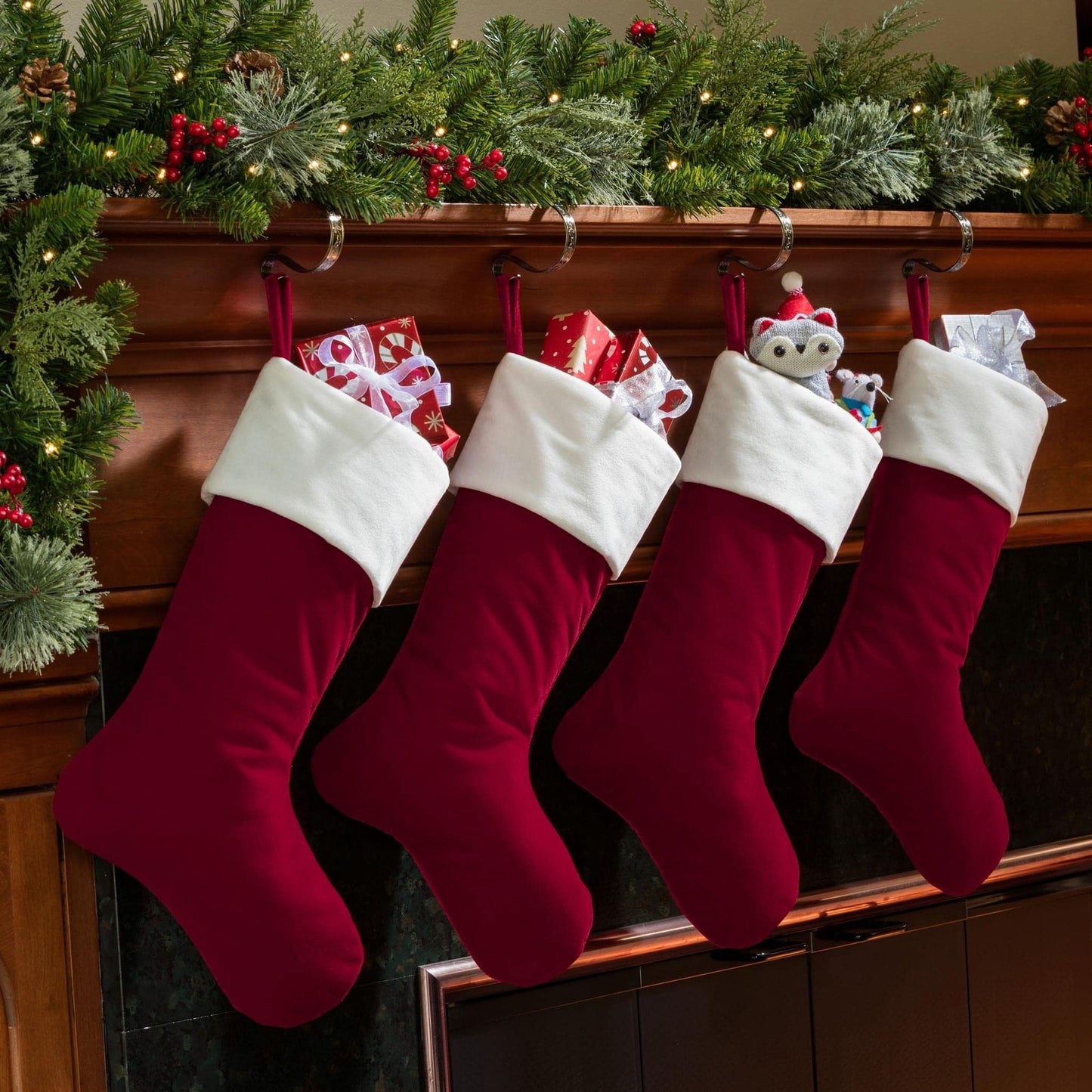 Haute Decor The Original MantleClip® Stocking Holder 4 Pack - Hang Christmas Stockings Safely and Securely from Mantels Up to 3 Inches Thick