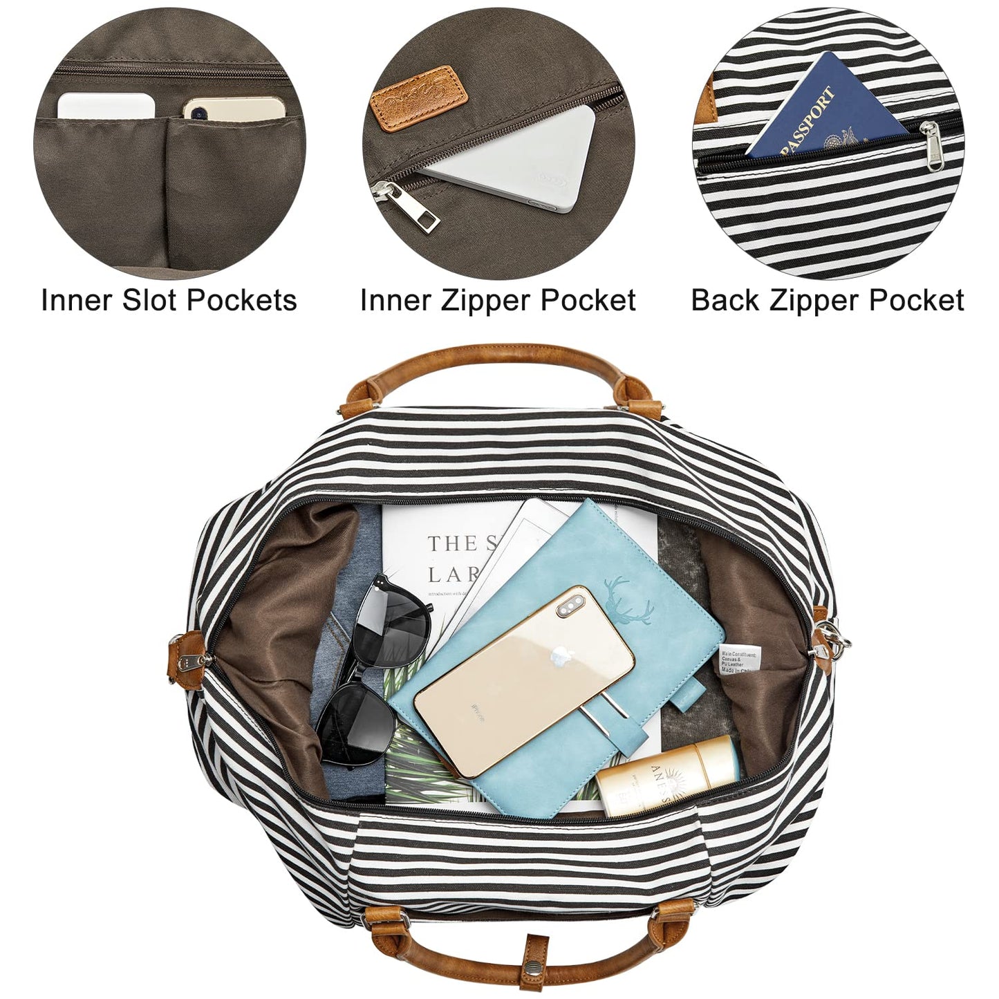 S-ZONE Weekender Bags for Women Men Travel Duffel Bags with Shoe Compartment Overnight Carry on Duffle Tote