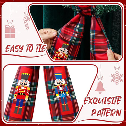 Wreath Sash for Front Door Wreath Satin Sash Blank Sashes Embroidery Monogram Yard Doorway Indoor Outdoor Wall Ribbon Bow Home Decor(Red, Black,Christmas Nutcracker)