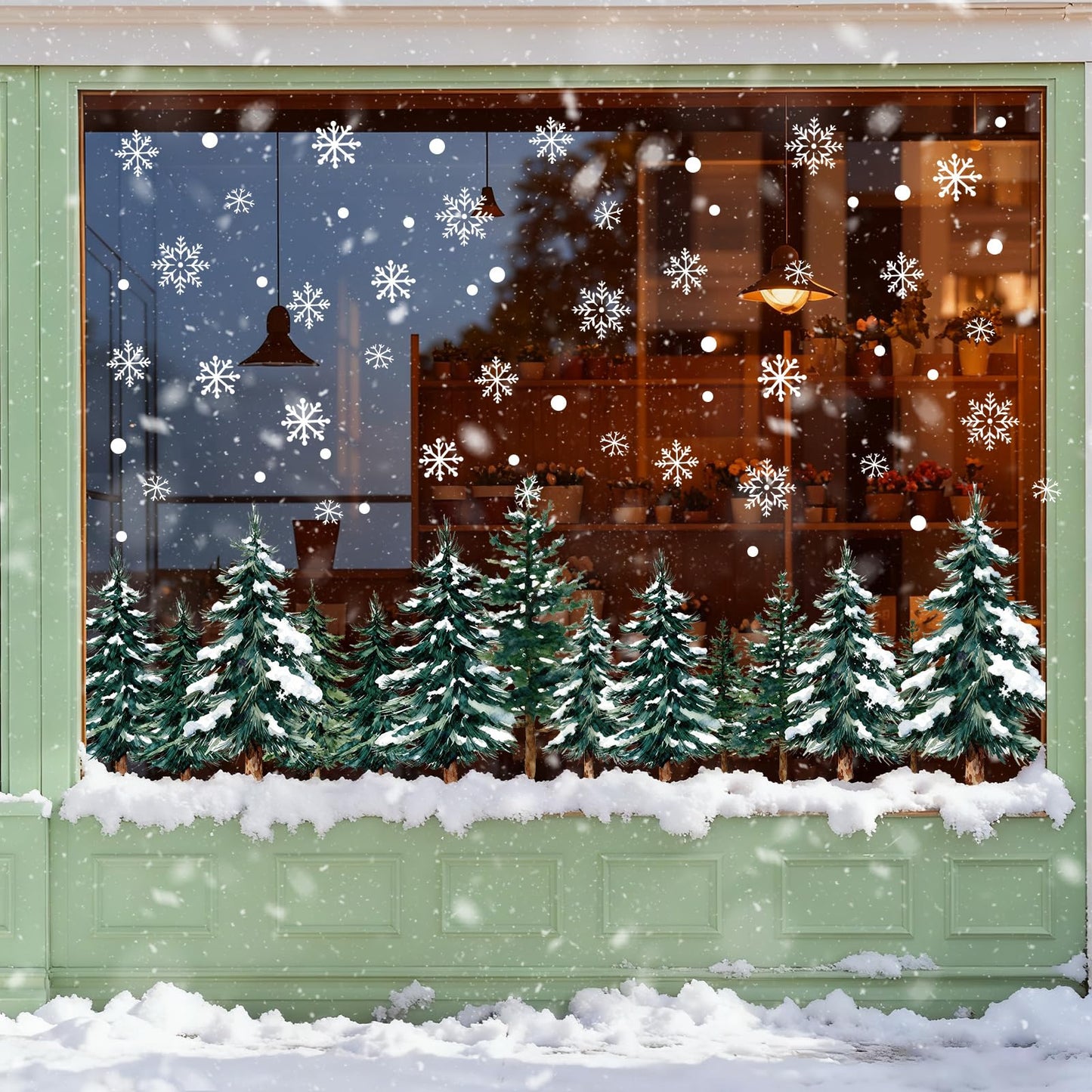 124 PCS Large Christmas Clings for Windows Trees Snowflake Window Clings Christmas Decorations