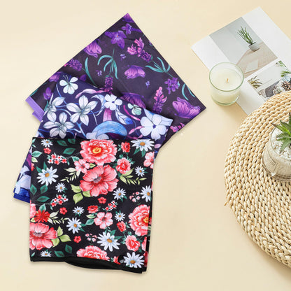 Pedobi Adult Bibs - 3 Pcs Washable Clothing Protector with Crumb Catcher, Adult Bibs for Elderly Women Eating Washable Flower