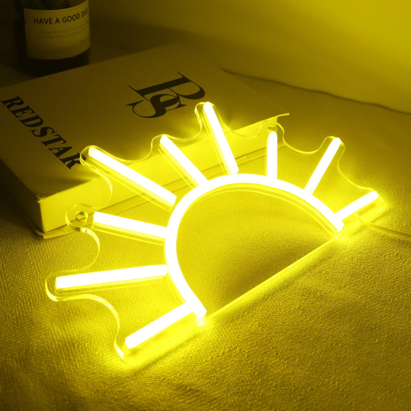 Attivolife Sunrise Neon Sign for Wall Decor, Sunset Night Light with Dimmable, Light up Sun LED Acrylic Bedroom Home Lamp, Best Gifts for Birthday Party Christmas Wedding Bar Aesthetic(Golden Yellow)