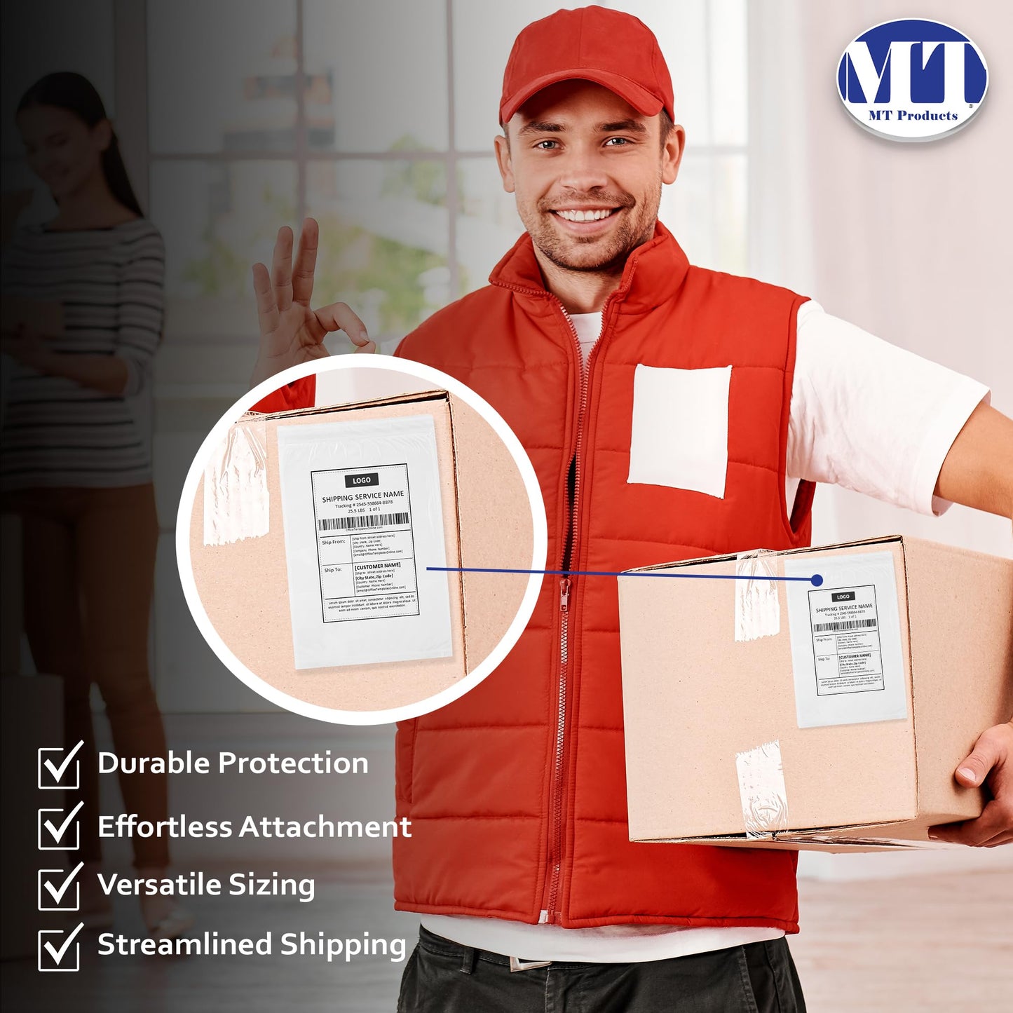 MT Products Blank Envelope Shipping Label Sleeves - 6.5" x 10" Packing Slip Pouches for Shipment/Return - Pack of 100