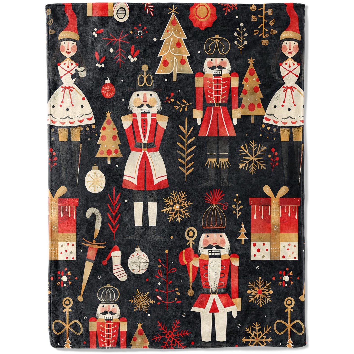 ainori Festive Nutcracker Throw Blanket- Ultra Soft, Fleece, Lightweight,Ballerinas, Christmas Trees Blankets, for Couch Room Bedroom, Modern Holiday Decor, Gifts for Kids Girls 50x60in
