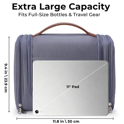 Ralnitote Large Hanging Toiletry Bag for Men, Travel Bathroom Bag with Hook, Hygiene Bag Organizer for Shower, Shaving & Grooming Essentials, Gray