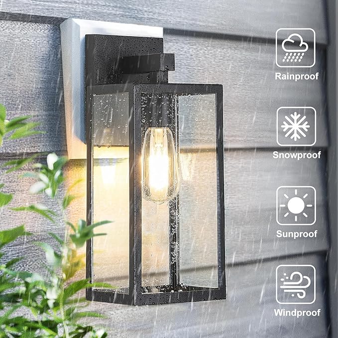 MAXvolador Outdoor Wall Lantern, Extra Large Exterior Waterproof Wall Sconce Light Fixture, Black Anti-Rust Mount Lighting, E26 Base Porch Lamp