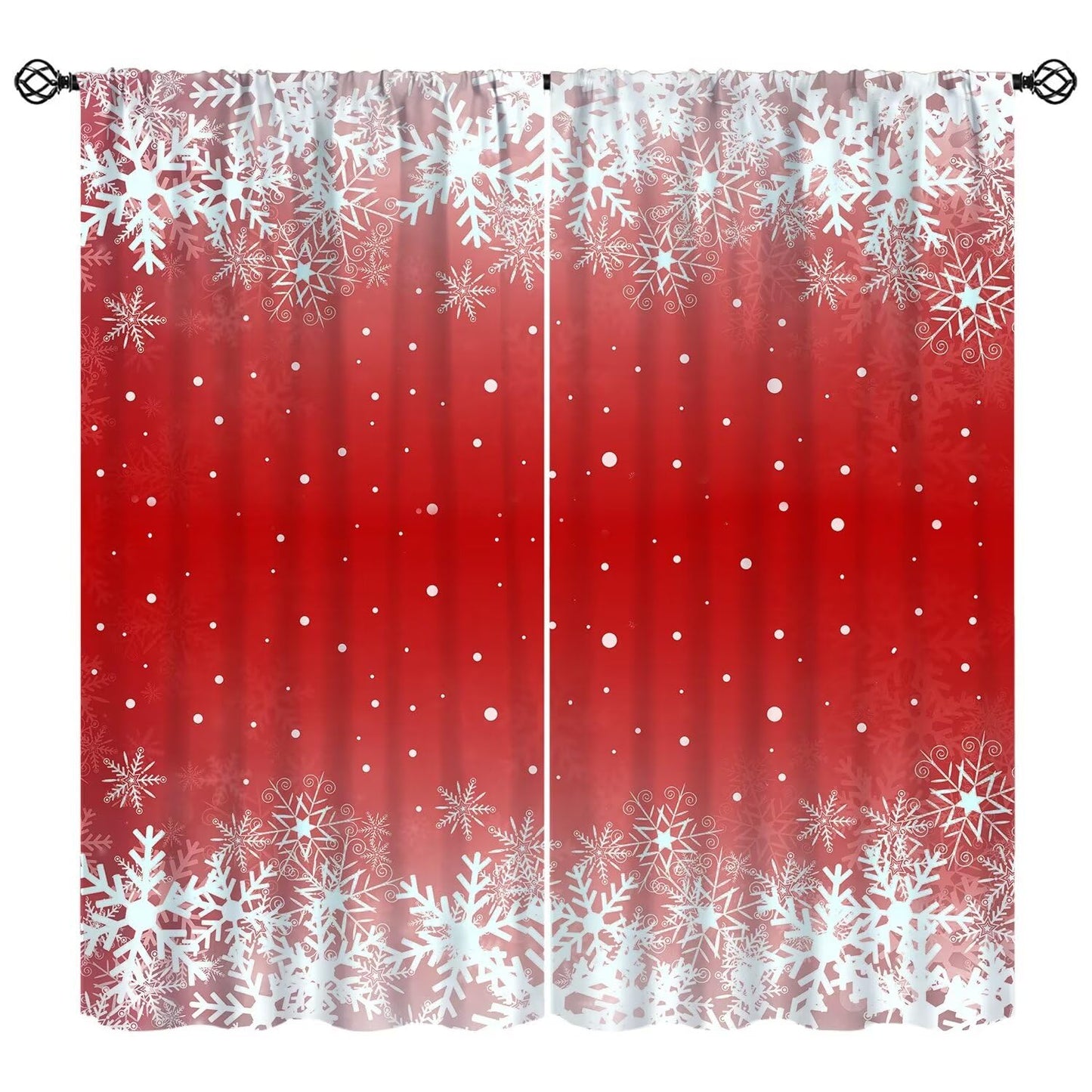 FengMingRui Merry Christmas Snowflakes Curtains for Happy Festival Living Room Bedroom Home Decor Window Drapes 52" W X 84" L