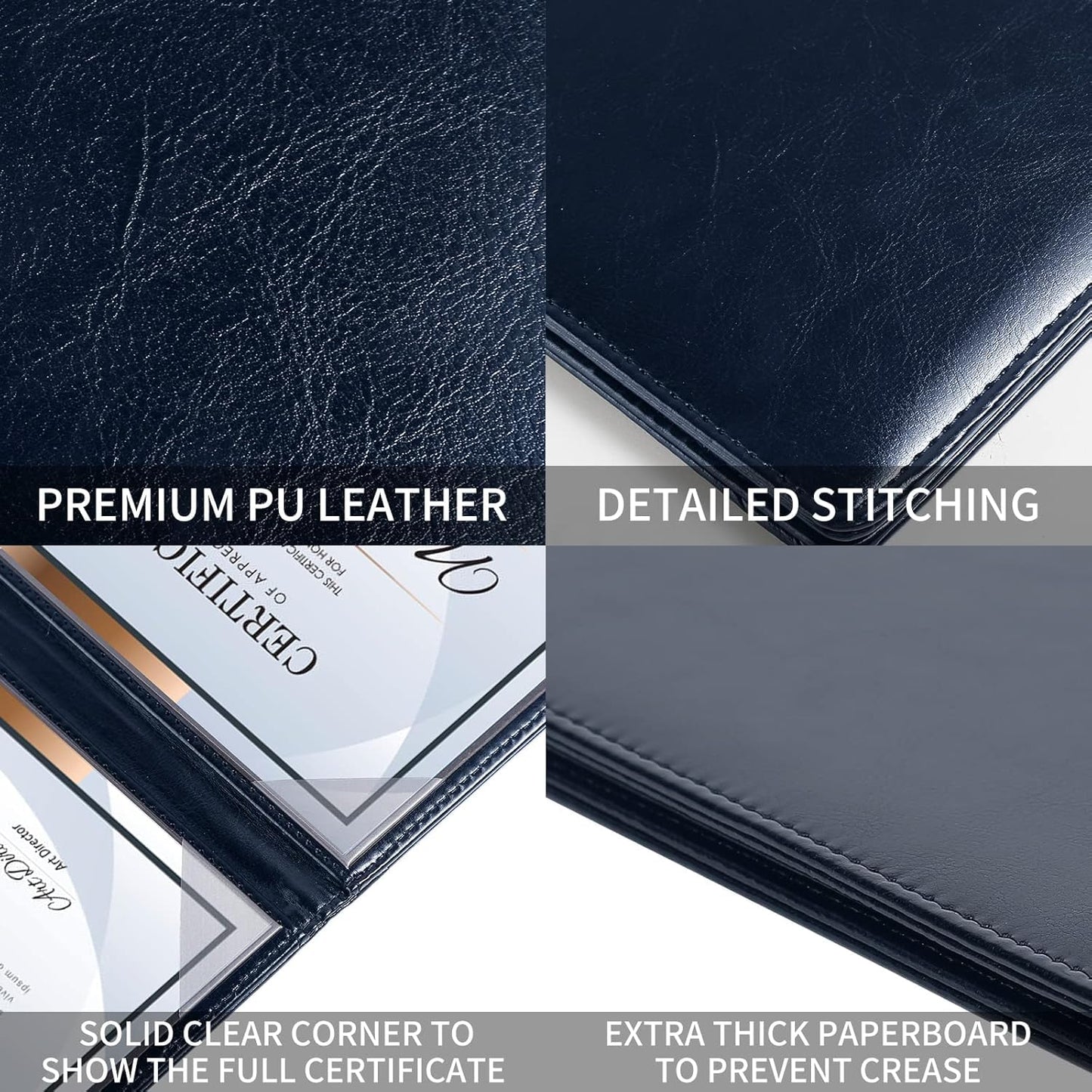 5 Pack Diploma Cover 8.5 x 11 Certificate Holders for Letter-Sized Award Padded Menu Cover - Blue Leather