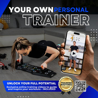 Push Up Board For Men, Push Up Board Home Gym - Portable, Joint Friendly, Fun & Motivating Home Workout Equipment with QR Code Guided Workouts - Ideal for Men, Women, Teens - L&C Exercise Essentials