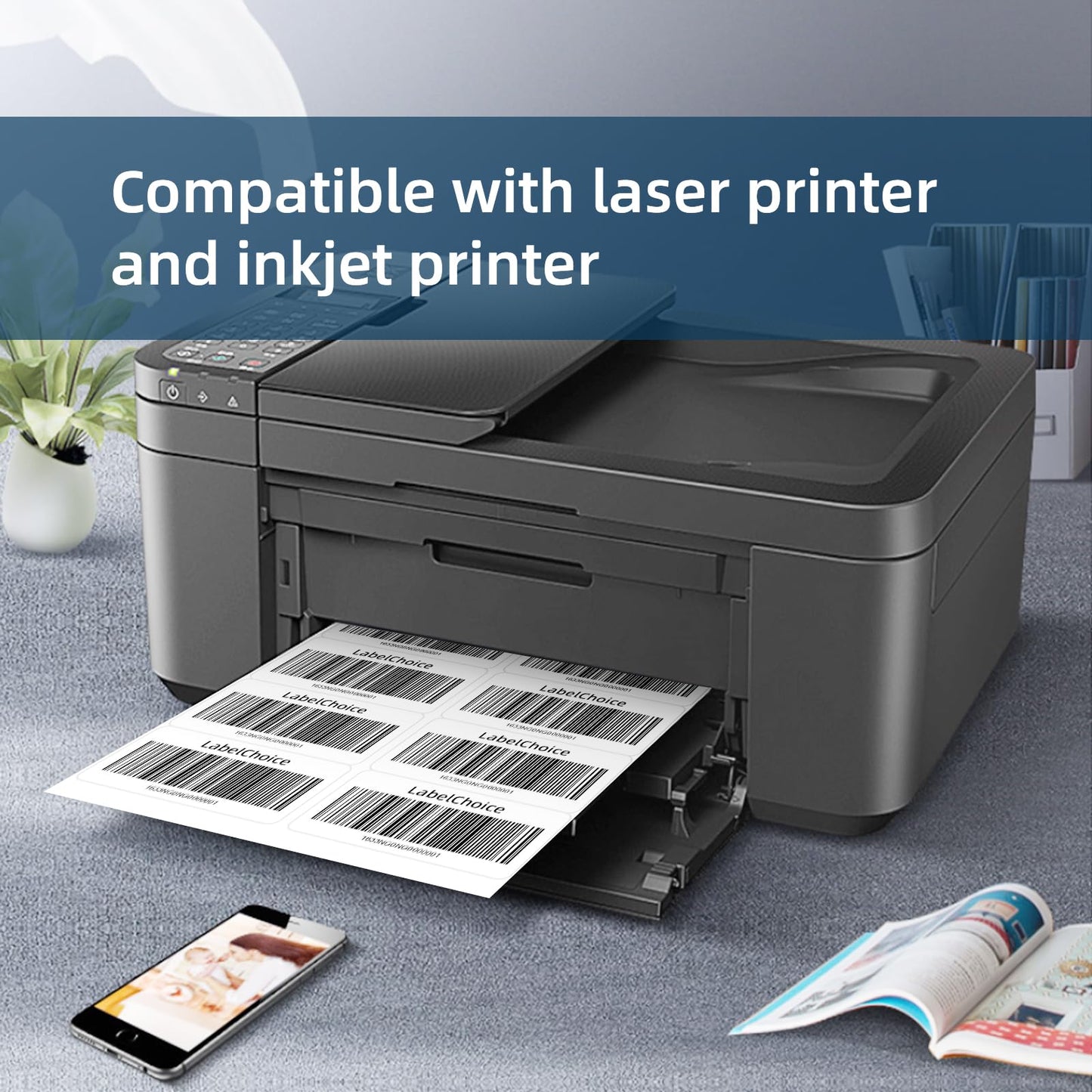LabelChoice 100 Sheets 1000 Pcs 2”x4” 10 Up Shipping Address Labels Compatible with Laser and Inkjet Printers, 2x4 10 Per Page Strong Adhesive Internet Mailing Shipping Labels
