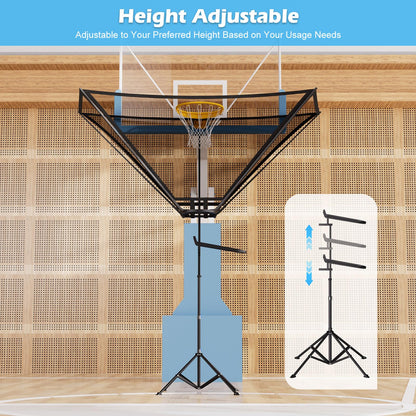 2026 Upgraded Basketball Rebounder, Adjustable Height Basketball Return Attachment with 180° Rotating Track, Basketball Shot Trainer Rebounder with Net Return System, Easy Assembly & Storage