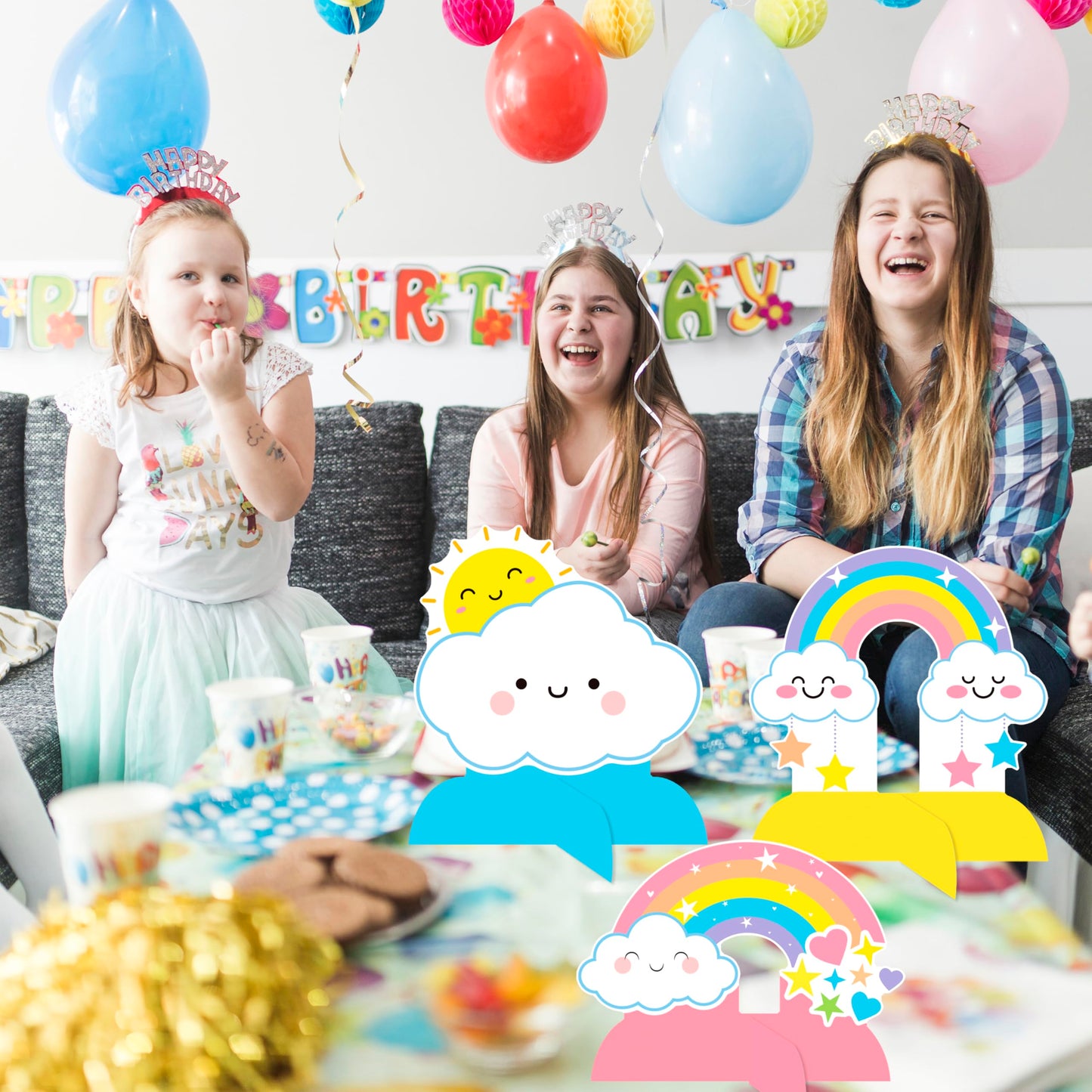 Rainbow Party Honeycomb Centerpieces Rainbow Birthday Party Decorations Cloud Sun Star Rainbow Theme Party Centerpiece Decoration for Rainbow Birthday Party Baby Shower Supplies