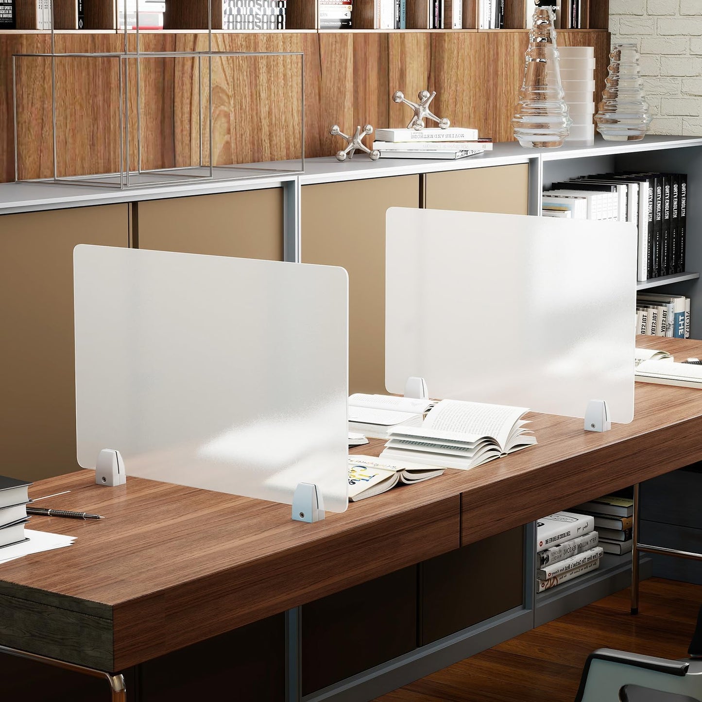 tonchean 4-Piece Desk Dividers Office Privacy Partitions, Privacy Desk Panel Protective,Table Divider with Clamps for Offices, Schools,Call Centers Workstation- 23.6“L x 15.8”W