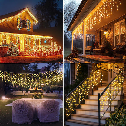 Icicle Lights for Outside, 167ft 17600 LED Icicle Christmas Lights Outdoor Waterproof, 352 Drops with Remote, 8 Modes & Dimmable, Timer for Christmas, Wedding, House, Roof Decoration, Warm White